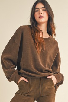 Women's Relaxed Ribbed Corduroy Long Sleeve Top