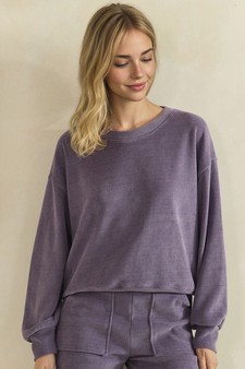 Women's Relaxed Ribbed Corduroy Long Sleeve Top style 4