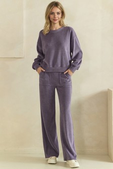 Women's Relaxed Ribbed Corduroy Long Sleeve Top style 5