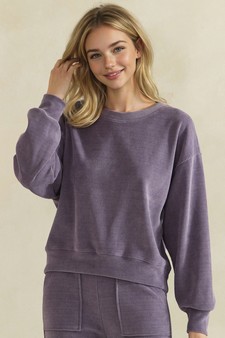 Women's Relaxed Ribbed Corduroy Long Sleeve Top