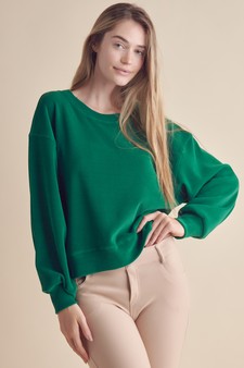 Women's Relaxed Ribbed Corduroy Long Sleeve Top