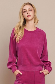 Relaxed Ribbed Corduroy Long Sleeve Top