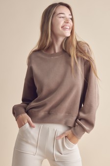 Women's Relaxed Ribbed Corduroy Long Sleeve Top