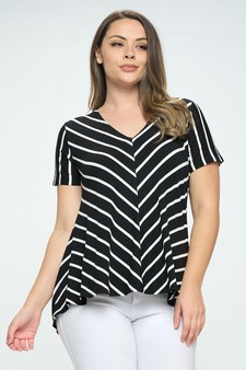 Women’s Chic in Stripes V-neck Top