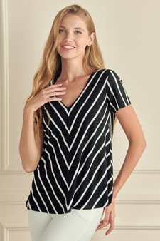 Women’s Chic in Stripes V-neck Top