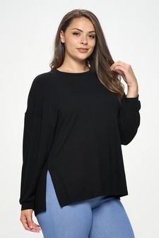 Women's Essential Relaxed Long Sleeve with Side Slits