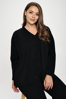 Women's V-Neck Loose Fit Comfy Knit Top