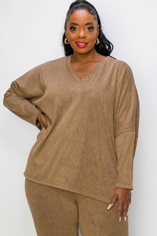 Women's V-Neck Loose Fit Comfy Knit Top