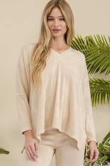 Women's V-Neck Loose Fit Comfy Knit Top