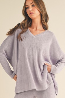 Women's V-Neck Loose Fit Comfy Knit Top