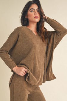 Women's V-Neck Loose Fit Comfy Knit Top