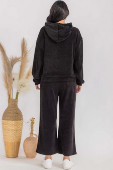 Women's Corduroy Hoodie and Crop Pants Set style 2