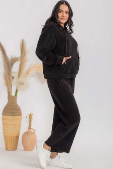 Women's Corduroy Hoodie and Crop Pants Set style 3