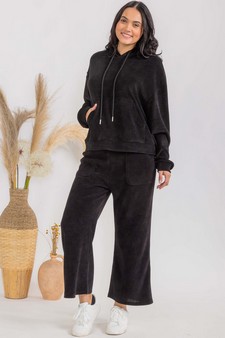 Women's Corduroy Hoodie and Crop Pants Set