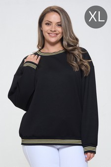 Women’s Striped Trim Crewneck UltraComfy Sweatshirt (XL only)