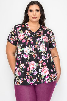 Women’s Short Sleeve Floral Printed Top