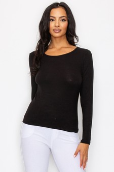 Women's Soft & Smooth Ribbed Long-sleeved Top