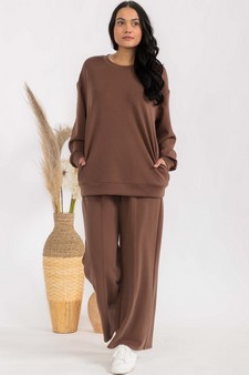 Women's Sofie Soft Modal Oversized Crew Top with Pockets style 5