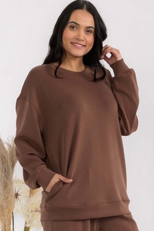 Women's Sofie Soft Modal Oversized Crew Top with Pockets