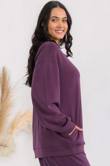 Women's Sofie Soft Modal Oversized Crew Top with Pockets style 3