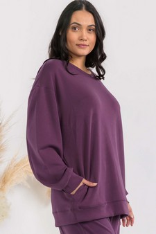 Women's Sofie Soft Modal Oversized Crew Top with Pockets