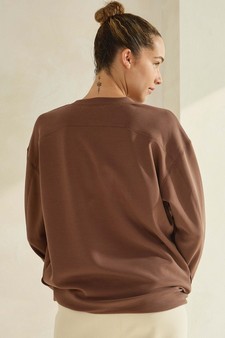Women's Sofie Soft Modal Oversized Crew Top with Pockets style 2