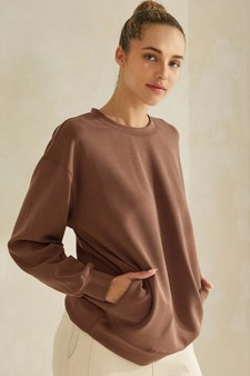 Women's Sofie Soft Modal Oversized Crew Top with Pockets style 3