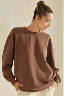 Women's Sofie Soft Modal Oversized Crew Top with Pockets style 4