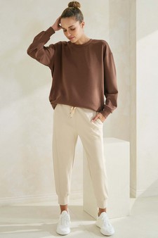 Women's Sofie Soft Modal Oversized Crew Top with Pockets style 5