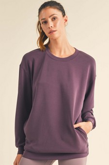 Women's Sofie Soft Modal Oversized Crew Top with Pockets style 3