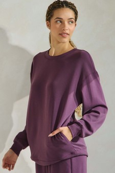 Women's Sofie Soft Modal Oversized Crew Top with Pockets