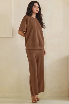 Women's Sofie Soft Modal Oversized Short Sleeve Top and Cropped Pant Set style 3