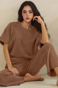 Women's Sofie Soft Modal Oversized Short Sleeve Top and Cropped Pant Set style 5