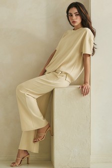 Women's Sofie Soft Modal Oversized Short Sleeve Top and Cropped Pant Set style 3