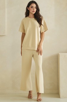 Women's Sofie Soft Modal Oversized Short Sleeve Top and Cropped Pant Set style 5