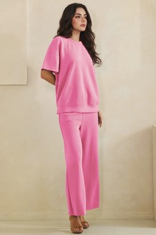 Women's Sofie Soft Modal Oversized Short Sleeve Top and Cropped Pant Set style 3