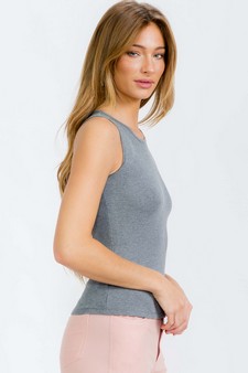 Women's Round Neck Ribbed Tank Top style 3