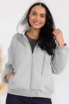Women's Cozy Fleece Front Zip Hoodie style 4