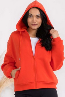 Women's Cozy Fleece Front Zip Hoodie style 4