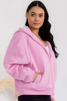 Women's Cozy Fleece Front Zip Hoodie style 3