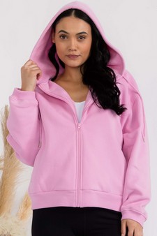 Women's Cozy Fleece Front Zip Hoodie style 4