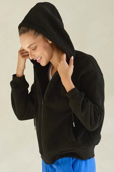 Women's Cozy Fleece Front Zip Hoodie style 3