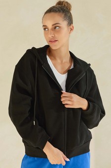 Women's Cozy Fleece Front Zip Hoodie style 4