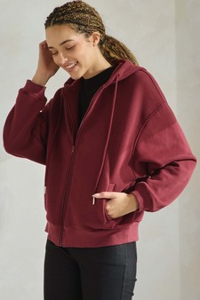 Women's Cozy Fleece Front Zip Hoodie style 3