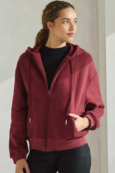 Women's Cozy Fleece Front Zip Hoodie style 4