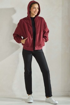 Women's Cozy Fleece Front Zip Hoodie style 5