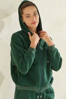 Women's Cozy Fleece Front Zip Hoodie style 4