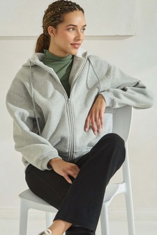Women's Cozy Fleece Front Zip Hoodie style 4