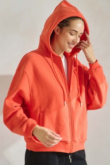 Women's Cozy Fleece Front Zip Hoodie style 3