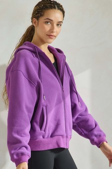 Women's Cozy Fleece Front Zip Hoodie style 3